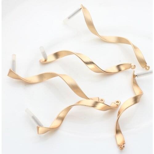 55*7mm 6pcs/lot Zinc Alloy Golden Geometric Long Spiral Earrings Base Connectors Linkers For DIY Earrings Jewelry Accessories