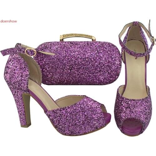 Doershow Italian Shoes with Matching Bags for Wedding Women Shoes and Bag to Match for Parties Nigerian Shoes and Bag SetSWR1-13
