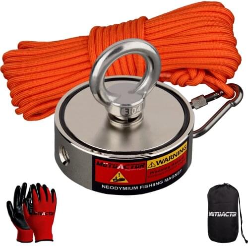 Doulbe sided Strong Neodymium Round Magnet Set 500KG Combined Fishing Detecting Metal Outdoor Underwater Adventure