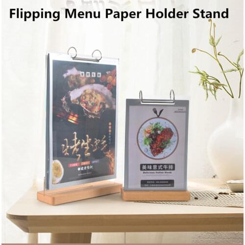 A4 Double Side Countertop Page Turning Table Menu Paper Poster Display Stand Acrylic Price Label Sign Holder Acrylic Photo Frame