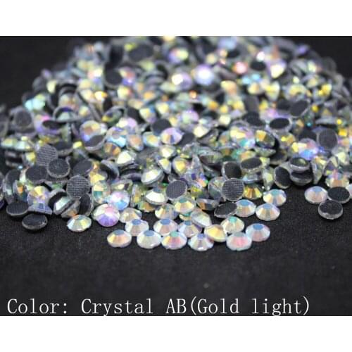 Crystal AB(gold) SS16-SS40 Machine Glass Material DMC Hotfix Rhinestones Flatback Glass For Clothing Decoration