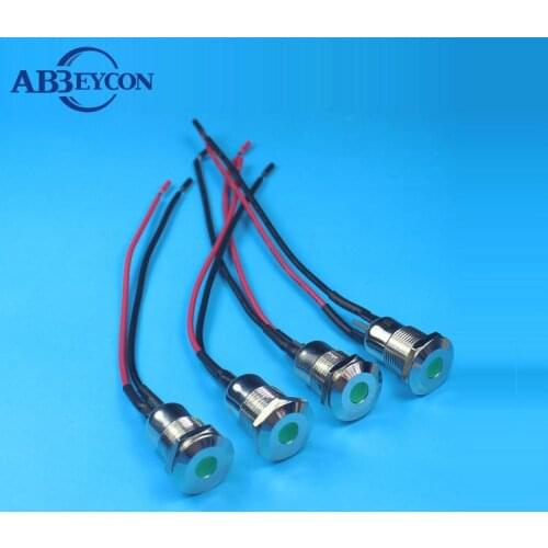 IN64 12mm Red/yellow/green/blue/orange led illuminated waterproof indicator lamp 150mm 22AWG wire 6V pilot lamp
