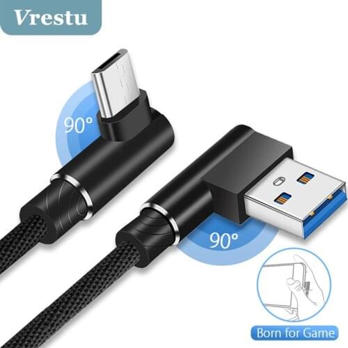 Micro USB Typec Cable L-shape Elbow Fast Charging Microusb Kable Tipo C USB Cord for Samsung Xiaomi Huawei Redmi LG Oneplus Wire