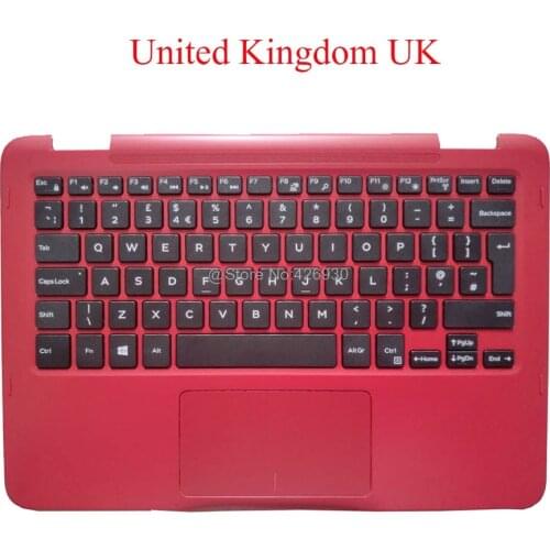 Laptop Palmrest UK FR keyboard For DELL For Inspiron 11 3168 3169 P25T 0WMTT4 00GT04 0KYW5P 460.06Q0C.0003 red with touchpad new