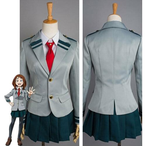 Boku no Hero Academia My Hero Academia Ochako Uraraka Cosplay Costume Asui Tsuyu Costume School Uniform Girl Dress