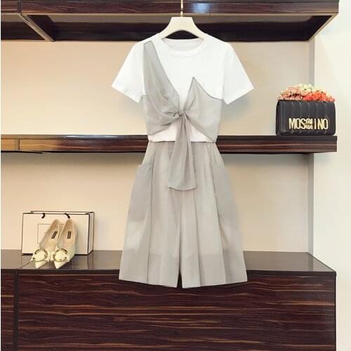 Large Size Summer New Top&pants Set Two-piece Set Suit Fashion Trousers Suit Set Ensemble Femme Deux Pieces Womens Clothing