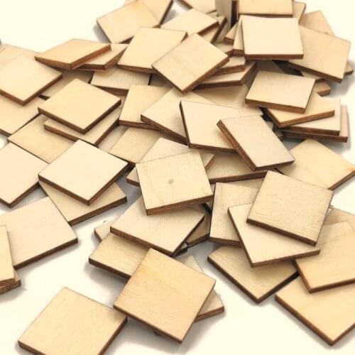 50pcs 20mm Unfinished Wood Pieces Square Blank Wooden,Wooden Cutouts for Crafts,Squares Cutout Tiles