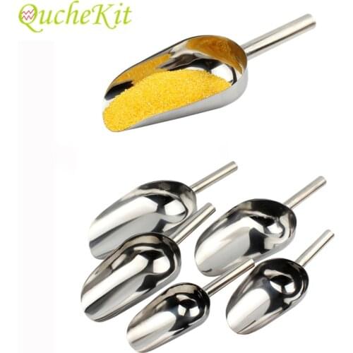 8/9/10/11inch Kitchen Stainless Steel Ice Shovel Flour Beans Food Coffee Scoop Pet Food Feeder Scoops Shovels Spade For Kitchen
