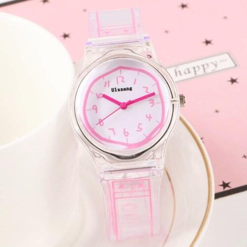 Small Exquisite Cute Harajuku Style Digital Waterproof Pink Silicone Jelly Candy Boys Girls Childrens Watch Women Ladies