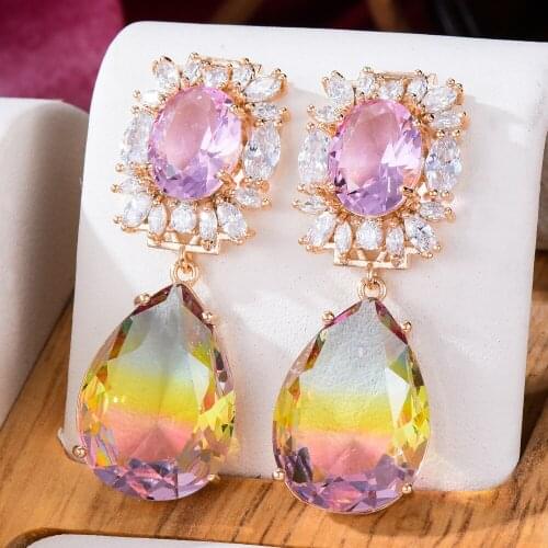 Missvikki Austrian crystal Summer beach Gradient Dangle Earrings High Quality for Women Girl Daily Romantic Earring Jewelry