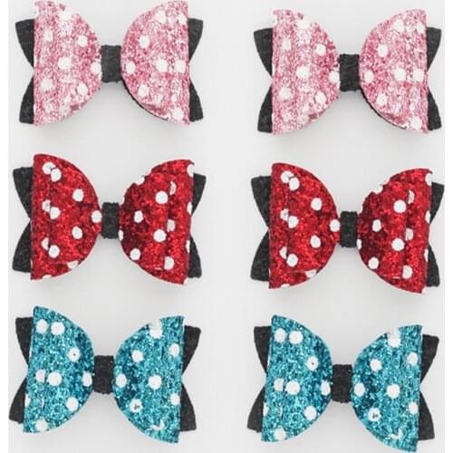 2PCS 3in Sequins Shiny childr Hairpins Cute Mickey Minnie Glitter Handmade Side Hair Clips Hair Accessories Girls Kids Barrettes