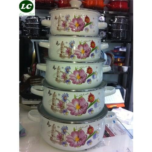 5 Pots Casseroles Set 1-5L Enamel Cooking Pots set Stew Soup Pot Milk pot 16/18/20/22/24cm Cookware Utensil