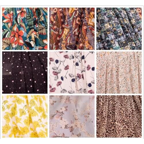 New Chiffon printing impermeable chiffon fabric summer dress shirt fabric impermeable dye cloth Decor skirt cloth