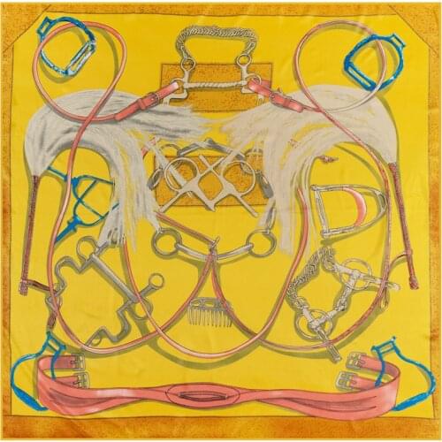 Luxury 2021 New Belt and whip printing Sled Summer Square Scarf 130cm Twill Silk Scarf Women Kerchief Scarves For Ladies Shawl