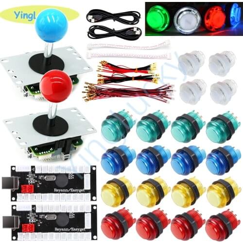 New 2 players arcade joystick kit with sanwa joystick Led button High quality zero delay pc ps2 encoder for Raspberry Pi Win10