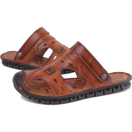 Piscine 2020 para couro sandles v rasteira masculina men slide da cuir herren sandali sandel sandals classic cuero vietnam uomo