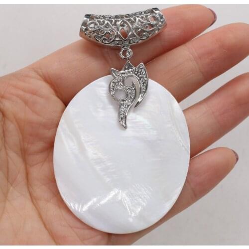 Natural Shell Pendant oval White Mother of Pearl Exquisite charms For jewelry making DIY Necklace accessories 45x55mm