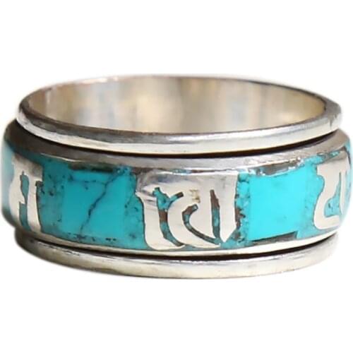 R206 Tibetan Mantra Amulet Spin Luck Rings for Man OM MANI PAD ME HUM Multi Colors