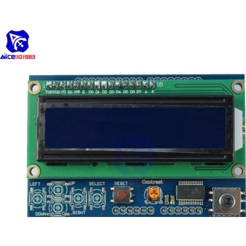 1602LCD 1602 LCD Shiled IIC I2C MCP23017 5 Keypad 16x2 Character LCD Display Module for Arduino UNO Brightness Adjustable