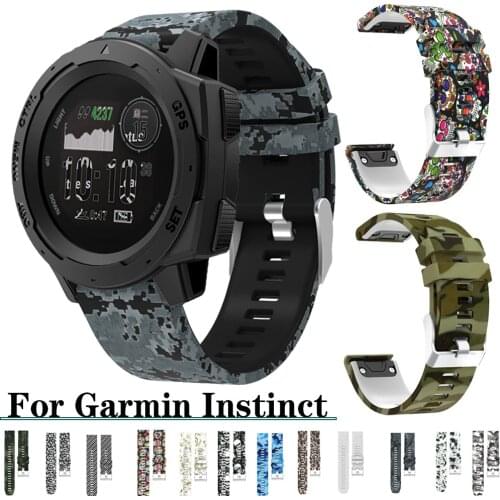 For Garmin Instinct & Instinct Tactical Strap Printing Quick release Silicone Watch Band Replacement Strap Sport Bracelet
