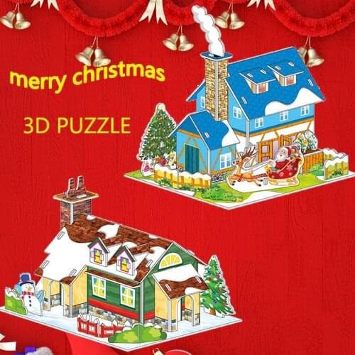 Christmas Puzzle 3D three dimensional puzzle paper childrens toysAttractive Cartoon Castle Garden Zoo Princess House 3D Puzzle
