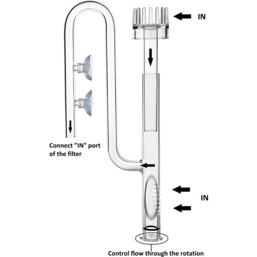 Glass Lily Pipe Inflow with Surface Skimmer for Aquarium Tank Effectively Absorb Dissolved Organic Matter Removes Scums