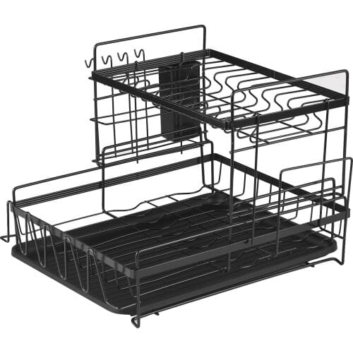 Carbon Steel Dish Rack Large Capacity Storage Rack for Dishes Multifunctional Kitchen Rack Kitchen Sink Drying Shelf Bowl Holder