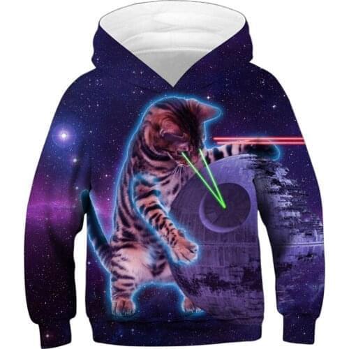 Boy Teens Hoodies Animal Cat Mouse Galaxy Food Hamburger Print Casual Sweatshirts Kids Spring Autumn Anime Coat Pullover CLothes