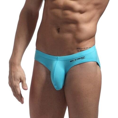 Brave Person Sexy Mens Underwear Briefs Pouch Briefs Men Big Penis Cotton Push Up Male Underpants Blue White Gay Panties Hot