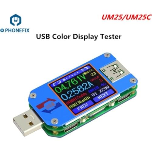 UM25 UM25C for APP USB 2.0 Type-C LCD Voltmeter Ammeter Voltage Current Meter Battery Charge USB Tester