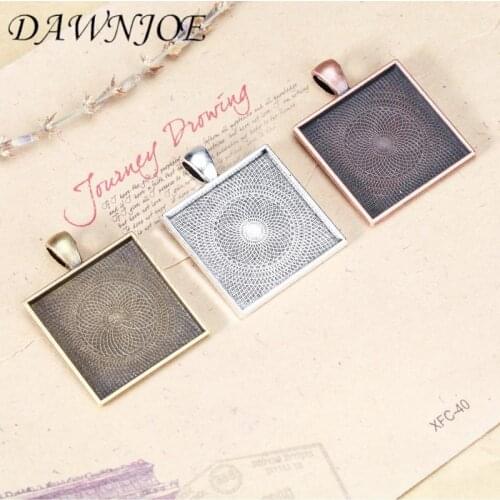 10pcs/lot 25mm Vintage Square Base Cabochon Tray Base DIY Making pendant Jewelry Supplies Accessories Jewelry Finding