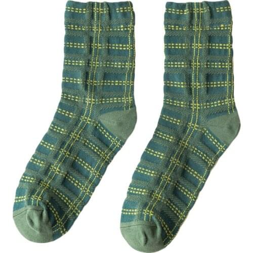 YZ-S-ZZ-0012 Vintage jacquard socks with High Quality 2021 New Fashion Cotton Socks Leisure Socks with checks
