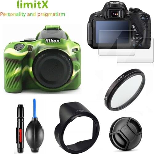 Full Protect Kit Screen Protector Camera case bag UV Filter Lens hood Cap pen Blower for Nikon D3400 with AF-P 18-55mm lens