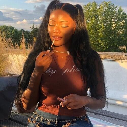 Diamond Letter Print 2021 Summer Clothes Women Brown T-shirts Aesthetic Small V-neck Sleeveless Chic Sexy Slim Female Short Tees