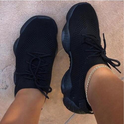 Light Sneakers Women Breathable Mesh Vulcanized Shoes Platform Chunky Ladies Trainer Lace Up Spring Female Flat Tennis Plus Size