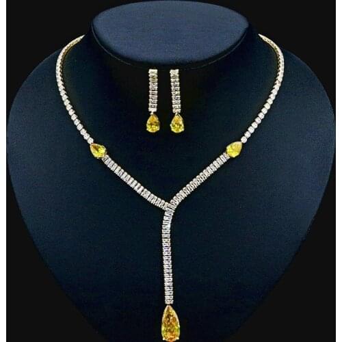 Bridal Water Drop Necklace Earring Full Zirconia Jewelry Sets For Women Party Luxury Dubai Nigeria CZ Crystal Wedding 2021