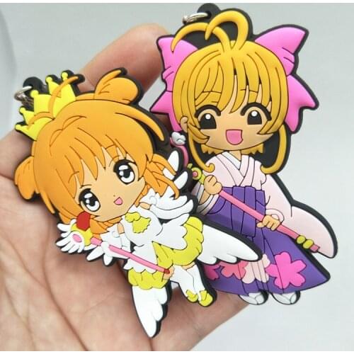 10PCS Cardcaptor Sakura Keychains Anime Genshin impact Jujutsu Kaisen Key Chains for Girls Key Rings Double Sided Wholesale