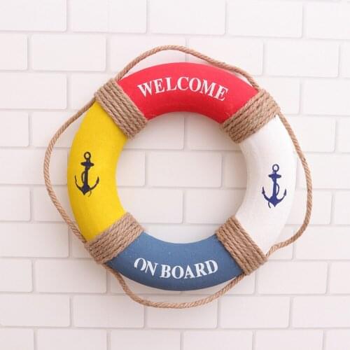 14/25/30cm Hanging Lifebuoy Decoration Mediterranean Style Crafts Home Decoration For Restaurant Cafe Shop Bar Home Decor