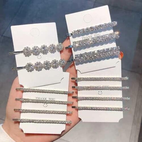 2/4Pcs Elegant Crystal Hair Clips Stylish Shiny Rhinestone Hairpins Female Styling Tool Diamond Barrettes Girls Hair Accessories