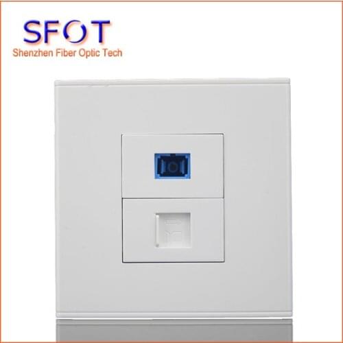 2 Port FTTH Terminal Box, wall outlet plate, both with fibre SC outlet and RJ45 outlet