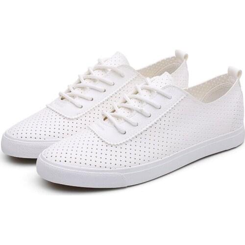 2020 Breathable Casual Shoes Men Board Shoes Hollow White Shoes Lace Up Men Shoes