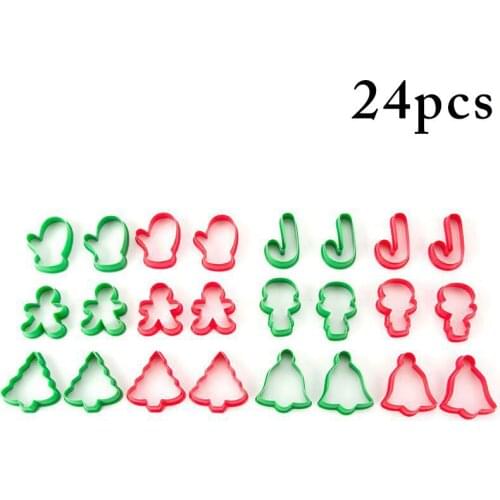24Pcs/Set Christmas Fondant Mold Cute Tree Bell Gingerbread Man Shape Cookie Cutter DIY Baking Tools Accessories