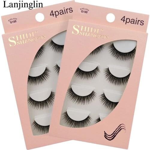 LANJINGLIN 4 Pairs Beauty Tool 3D False Eyelashes Cilios Soft Natural Long Makeup Extension Eye Lashes 3D Mink Lashes maquiagem