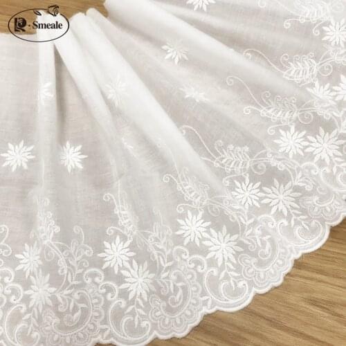 5yards/lot Exquisite Off white Cotton Embroidery Lace Openwork Cotton Cloth DIY Clothing Accessories Curtains width 26cm RS2189
