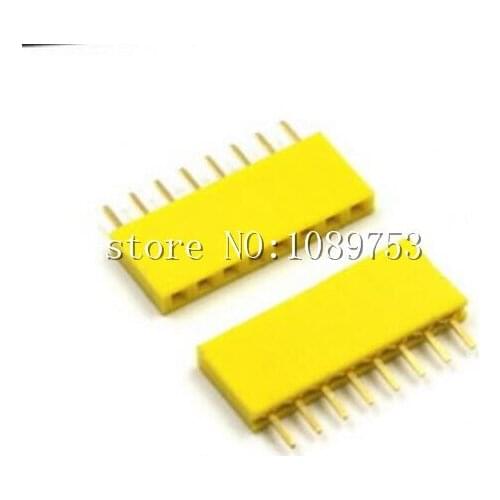 50Pcs Yellow 2.54mm 8pin 8p Dip Single Row Female Pin Header Connector For Arduino