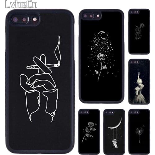 LvheCn 2020 Art Pattern Flower Girl Phone Case For iPhone 5 SE 6s 7 8 Plus 11 12 Pro X XR XS Max Samsung galaxy S8 S9 S10 Cover