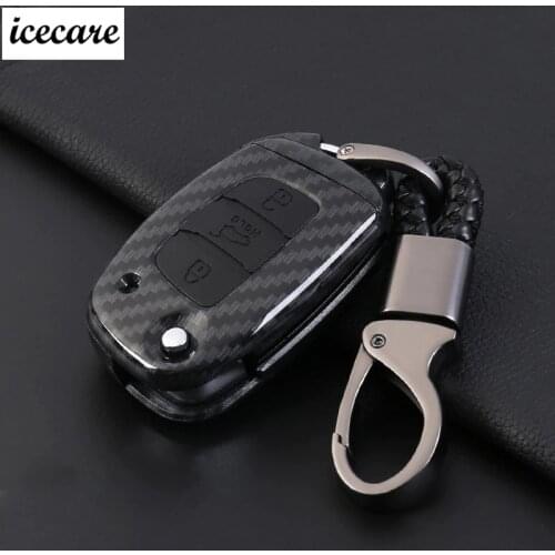 Carbon Fiber Silicone car key fob cover case for Hyundai Creta ix25 Key Case car Wallet Key cover Shell keychain Auto key smart