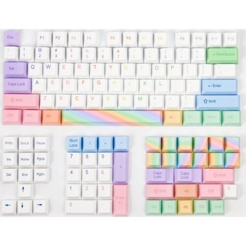 Colorful Oil Painting Rainbow Design Keycaps For Cherry Mx Switch Mechanical Keyboard Cherry Profile Candy Colors PBT Key Cap