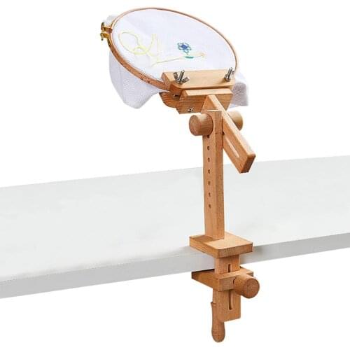Wooden Embroidery Hoop Adjustable Desktop Stand Stitch Rack Frames 360 Degree Rings For DIY Sewing Accessories Tools For Home