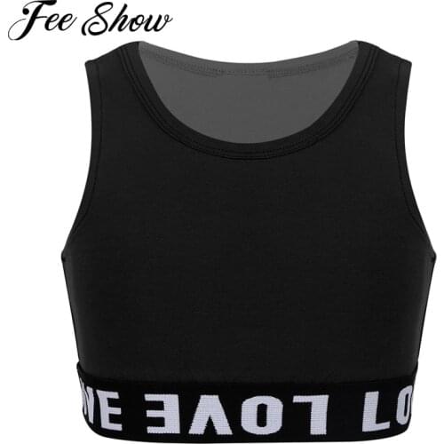 Kids Girls Sleeveless Tanks Tops Crop Top for Modern Jazz Street Dance Stage Performance Dancewear Clothes Child Workout Clothes